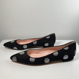 Kate Spade Bayla Black Suede Crystal Flats Sz 8.5